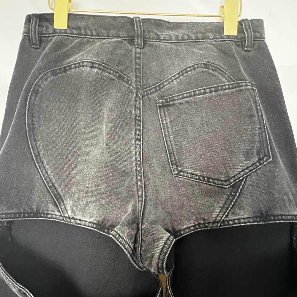 AREA NYC Crystal Backslit Jeans in Black Sz 6 - Picture 13 of 13